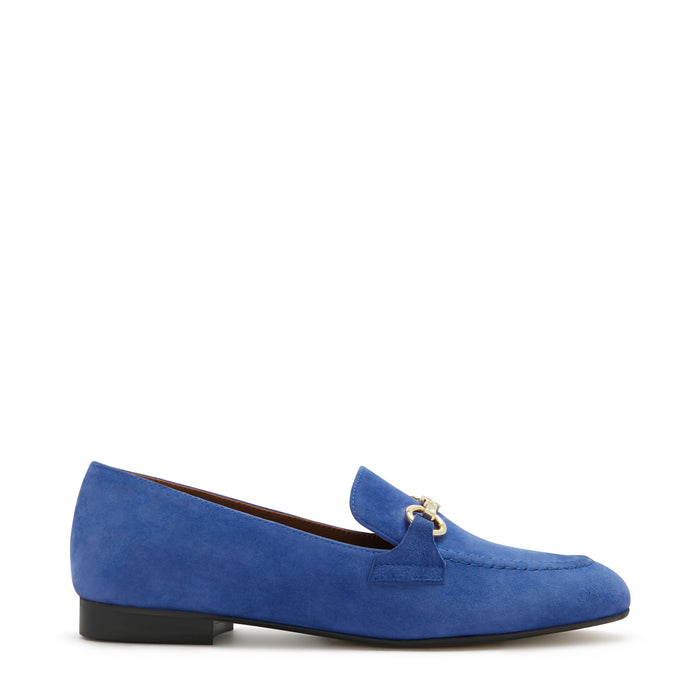 isabel bernard Vendôme Fleur mocassins à talon en daim bleu