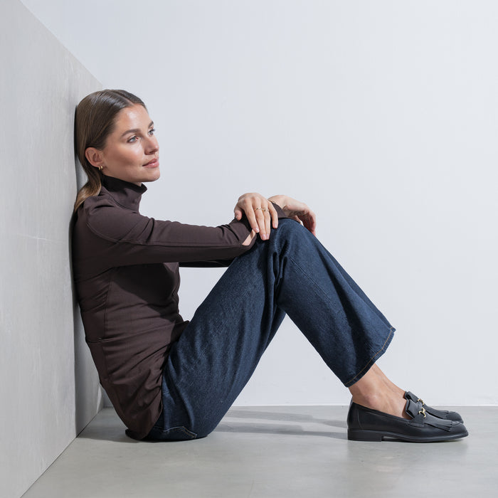 Isabel Bernard Vendôme Lave Mocassins à Talon En Cuir De Veau Noir