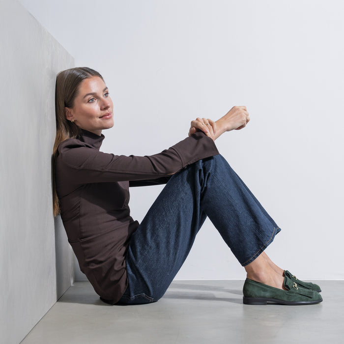 Isabel Bernard Vendôme Lave Mocassins à Talon En Daim Vert