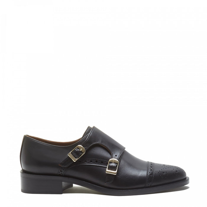 isabel bernard Vendôme Sophie doubles chaussures de moine en cuir de veau noir