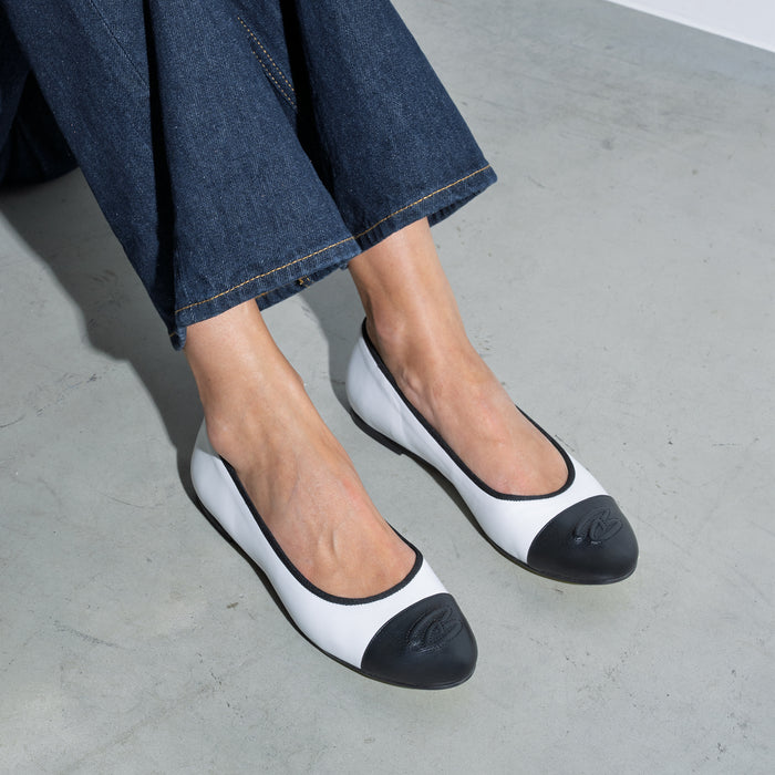 Isabel Bernard Vendôme Ynes Blanc En Cuir Ballerines En Cuir De Veau