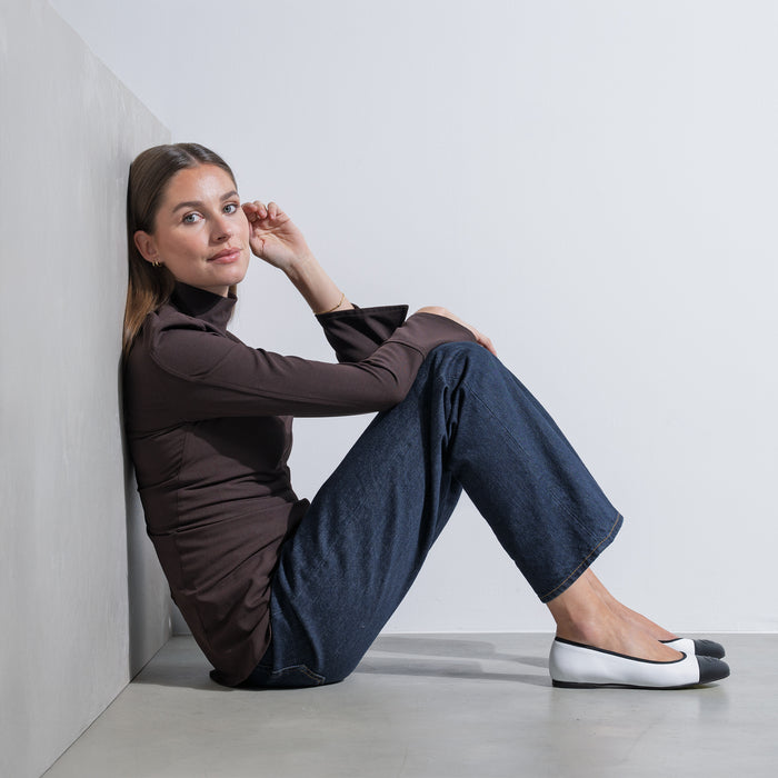 Isabel Bernard Vendôme Ynes Blanc En Cuir Ballerines En Cuir De Veau