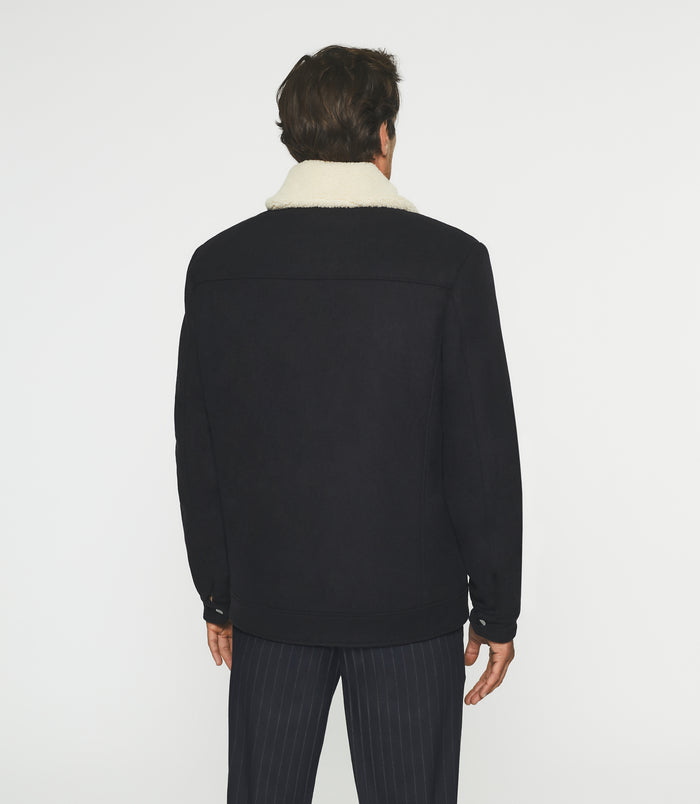 Izac Blouson En Laine à Col Amovible Marine MAUREEN