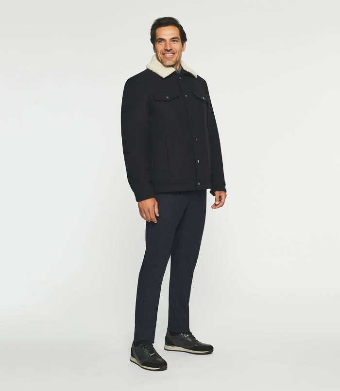 Izac Blouson En Laine à Col Amovible Marine MAUREEN