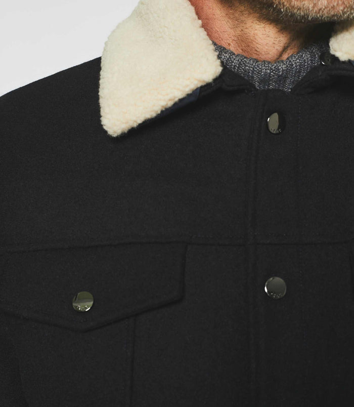 izac Blouson en laine à col amovible marine MAUREEN