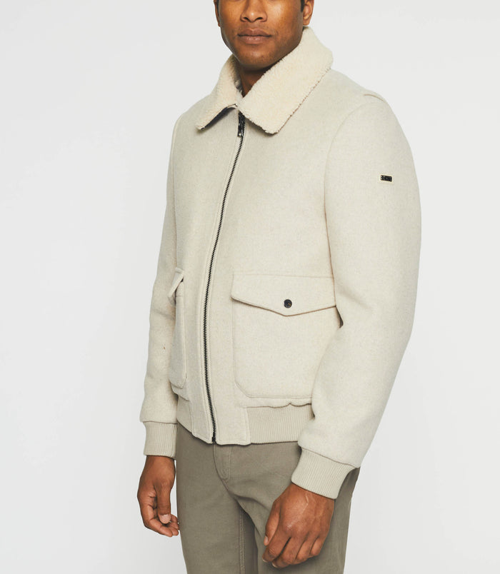 Izac Blouson En Laine à Col Amovible Mastic MATHIAS