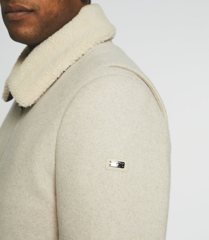 Izac Blouson En Laine à Col Amovible Mastic MATHIAS