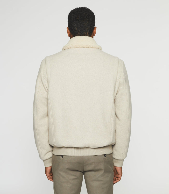 Izac Blouson En Laine à Col Amovible Mastic MATHIAS