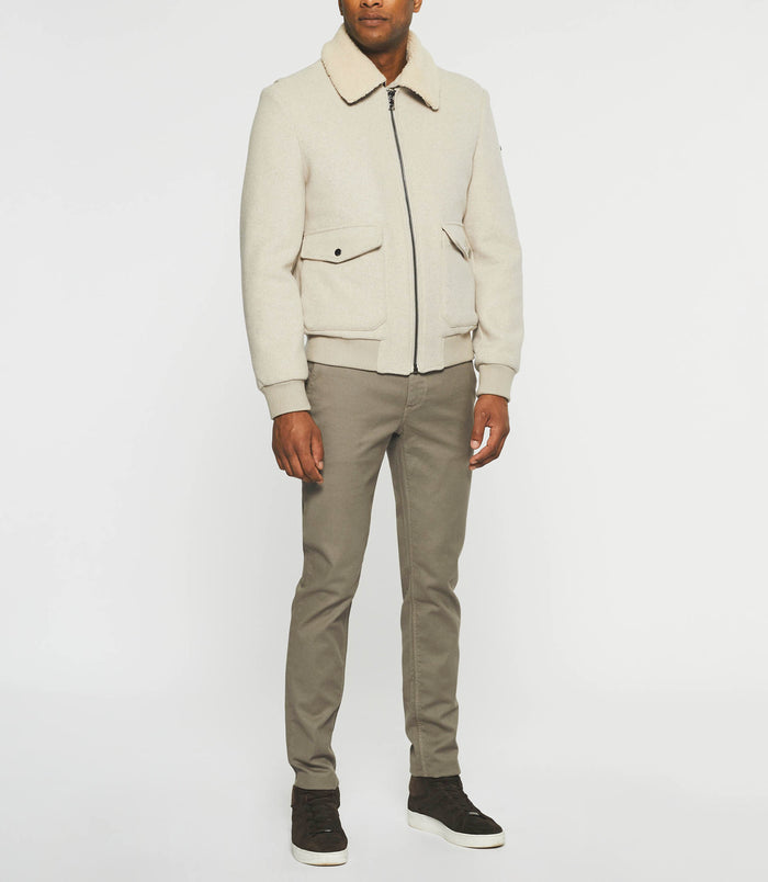 izac Blouson en laine à col amovible mastic MATHIAS