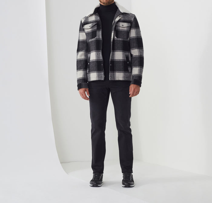 izac Blouson matelassé en carreaux noir et blanc "Faustino"