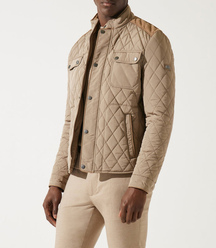 izac Blouson surchemise à col montant matelasse taupe MACEOBT