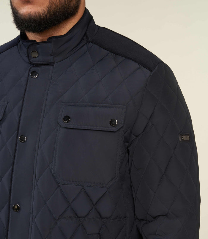 Izac Blouson Surchemise Matelassé Bi-matière Marine MACEOBT