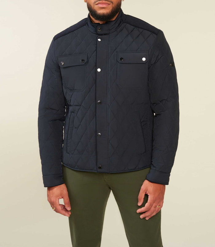 izac Blouson surchemise matelassé bi-matière marine MACEOBT