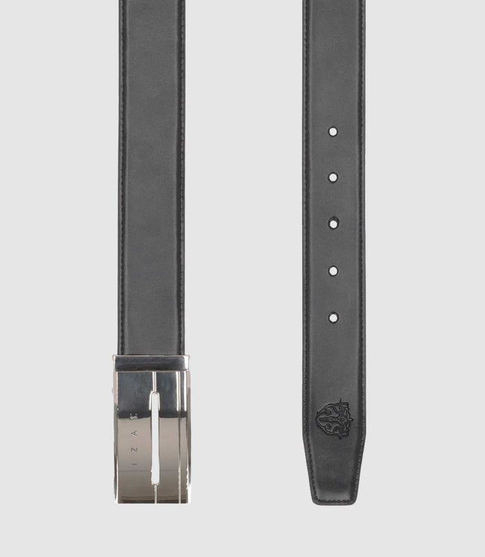 Izac Ceinture En Cuir Réversible Et Ajustable Noire