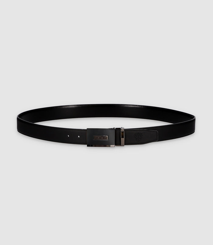 izac Ceinture réversible 35mm ajustable noire mate et noire CLONE