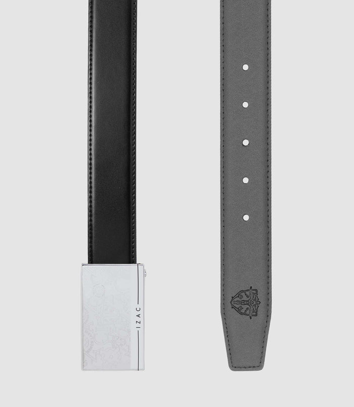 Izac Ceinture Réversible 35mm En Cuir Marine Et Grise NAICO