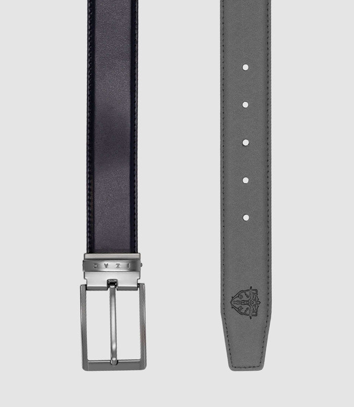 Izac Ceinture Réversible 35mm En Cuir Marine Et Grise NOLAN