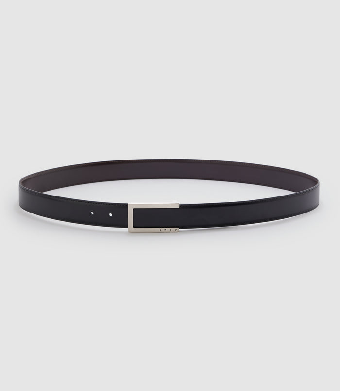 Izac Ceinture Réversible 35mm En Cuir Noire Et Marron NOTE