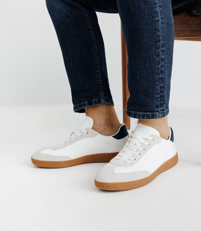izac Chaussures sneakers en cuir avec logo blanches