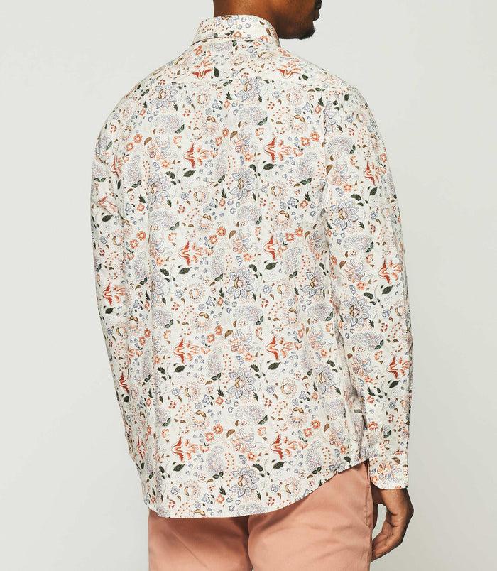 Izac Chemise à Imprimé Fleurs Blanche Et Rouge KAEL