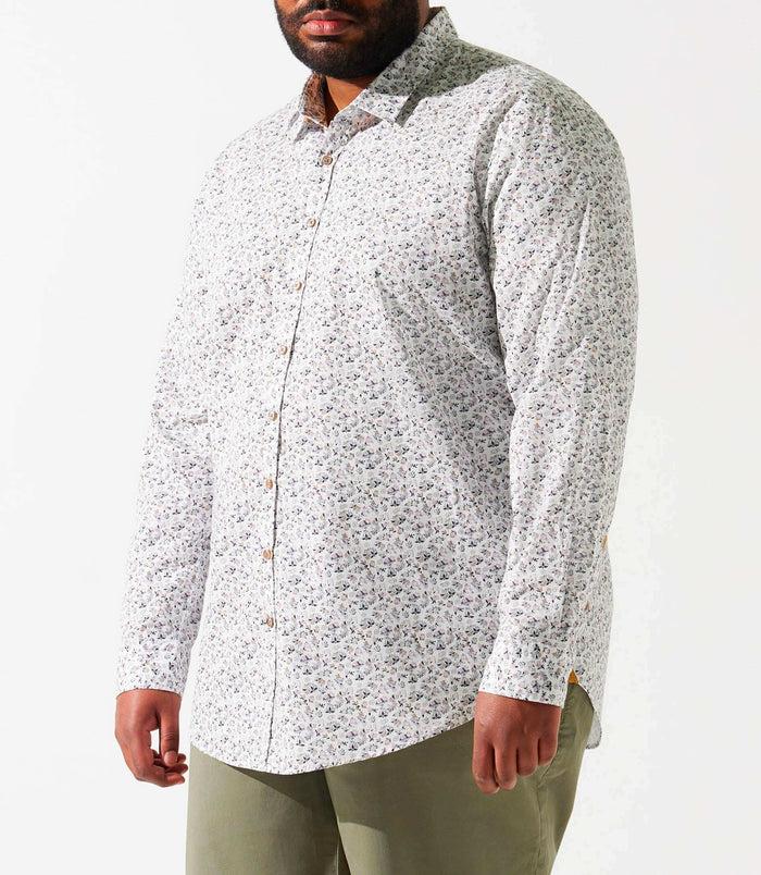 Izac Chemise à Imprimé Floral Blanc Et Bleu KELYANBT