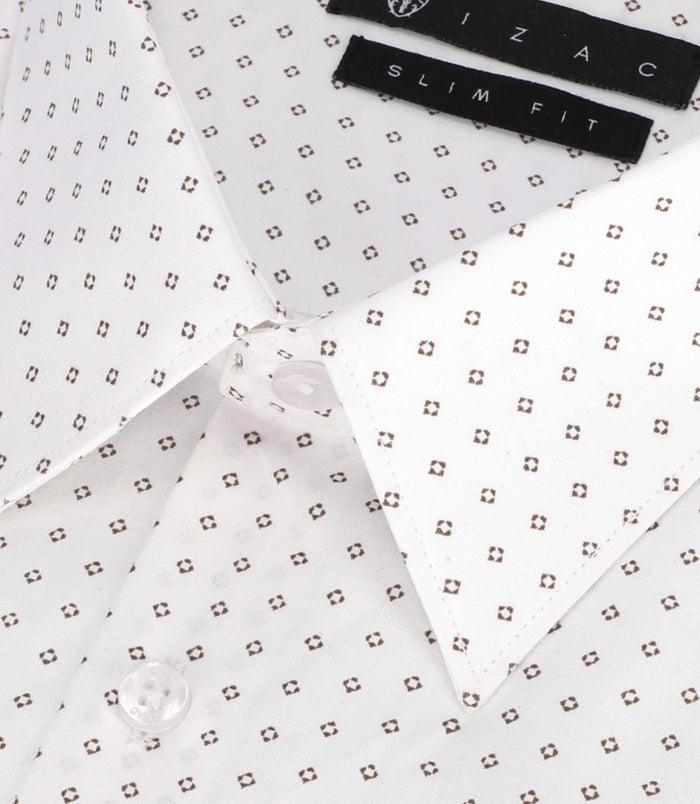 Izac Chemise à Imprimé Micro Motifs Blanche Et Marron PAOLINO