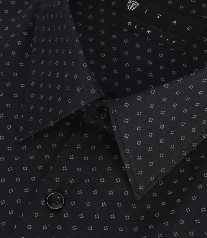 Izac Chemise à Imprimé Micro Motifs Noir Et Gris PAOLINO