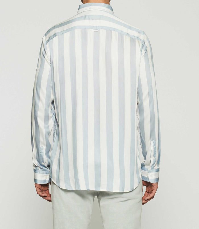 Izac Chemise à Rayures En Satin Blanc Et Ciel KENNA