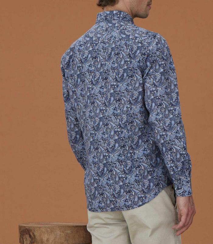 Izac Chemise Casual à Imprimé Cachemire Bleu Ciel "Mateo"