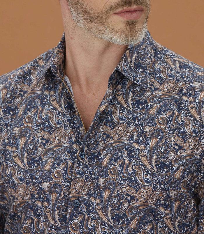 Izac Chemise Casual à Imprimé Cachemire Camel "Mathis"