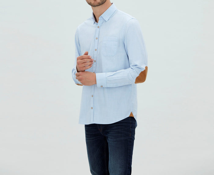 Izac Chemise Casual Bleu Ciel En Coton Lavé "Marilou"