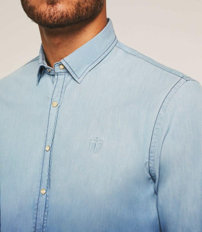 Izac Chemise Casual Dégradé Dip Dye En Jean Bleu "Kim"