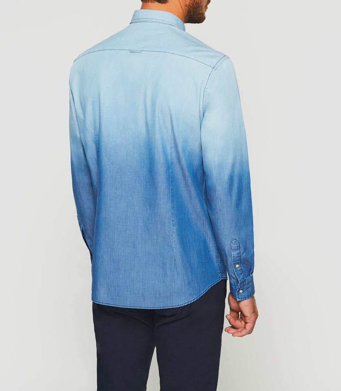 Izac Chemise Casual Dégradé Dip Dye En Jean Bleu "Kim"