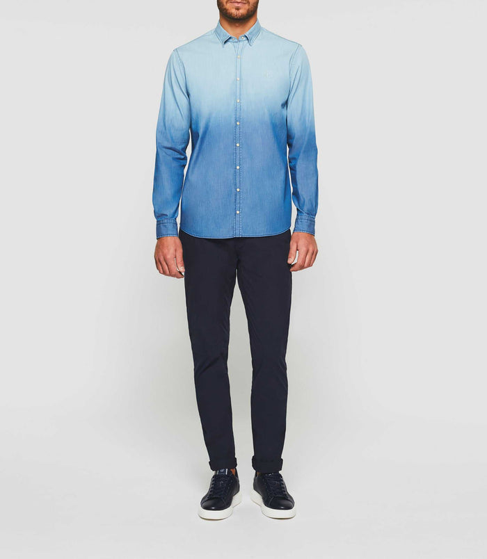 izac Chemise casual dégradé dip dye en jean bleu "Kim"