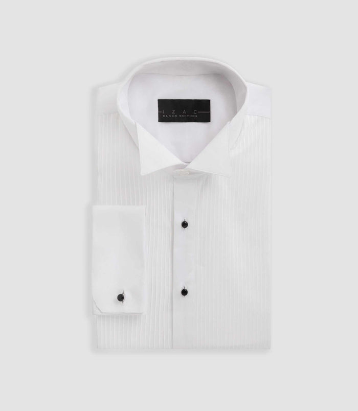 Izac Chemise Cérémonie à Plastron Plissé Blanche ALMA