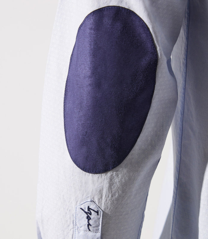 Izac Chemise Col Mao à Coudières Bleu Ciel Et Marine JOY