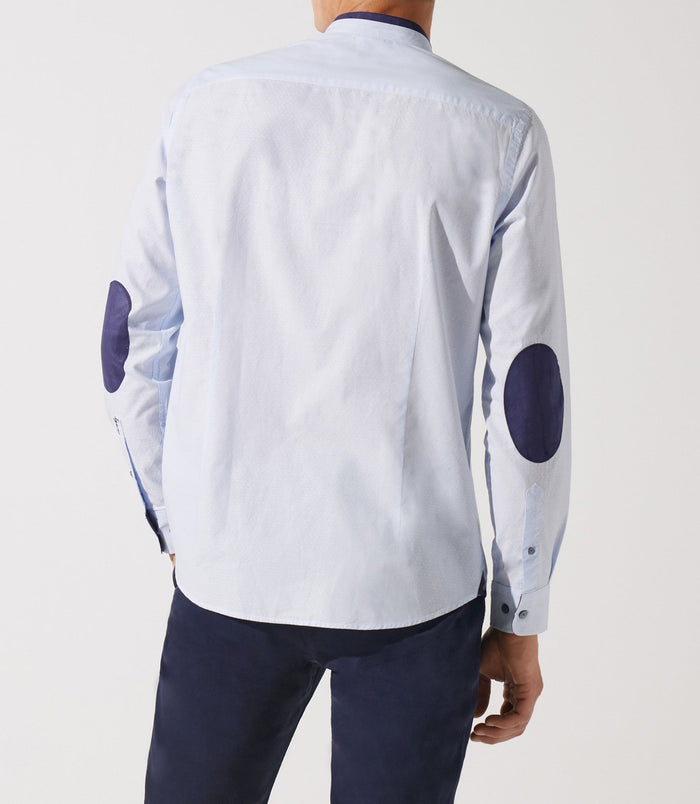 Izac Chemise Col Mao à Coudières Bleu Ciel Et Marine JOYBT