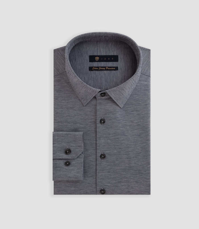 Izac Chemise En Jersey De Coton Anthracite Chiné "Dylan"