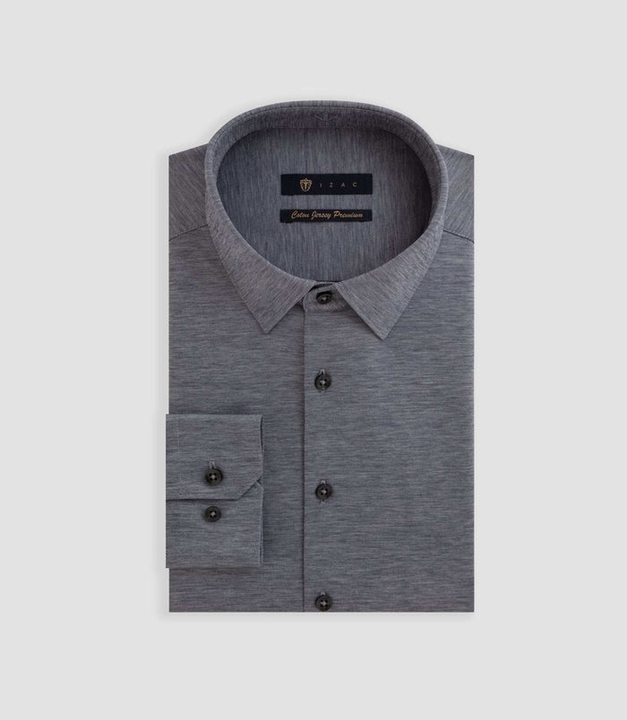 izac Chemise en jersey de coton anthracite chiné "Dylan"