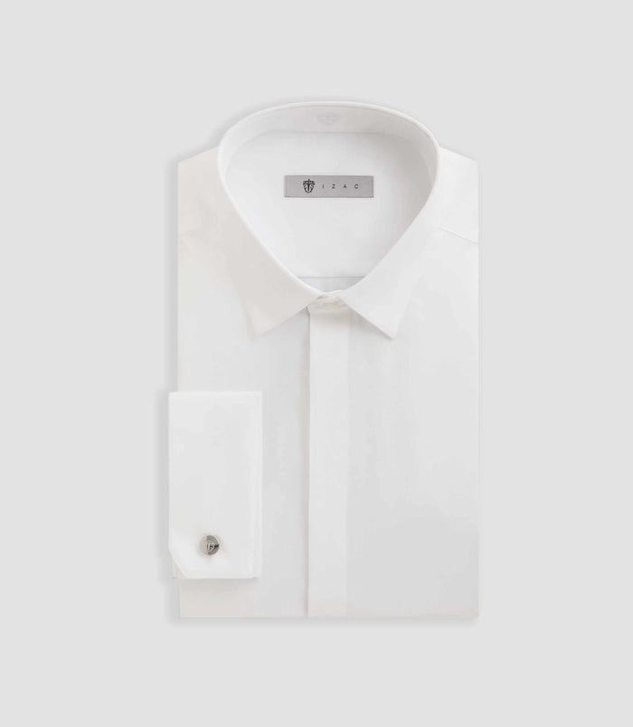 izac Chemise en satin de coton blanc SATINMIXTESLIM