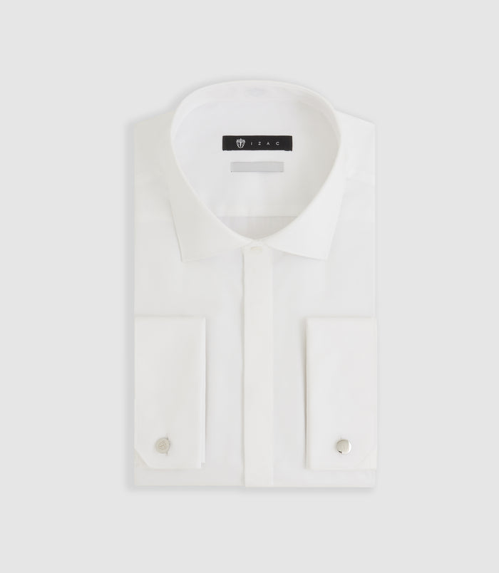 izac Chemise en satin de coton blanche "Satinmixteslim"