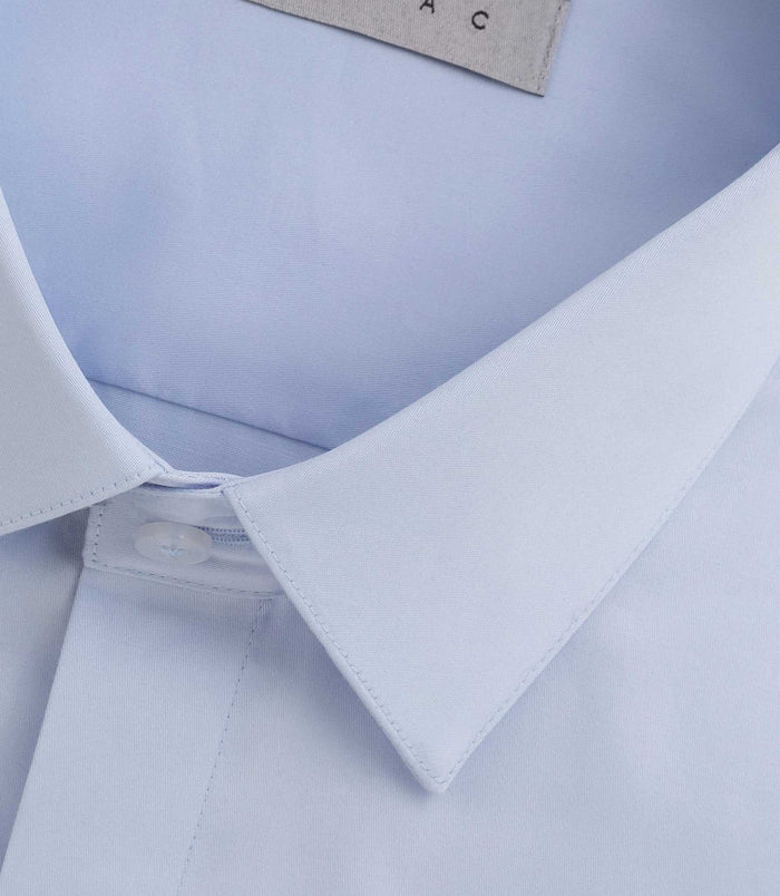 Izac Chemise En Satin De Coton Bleu Ciel SATINMIXTESLIM