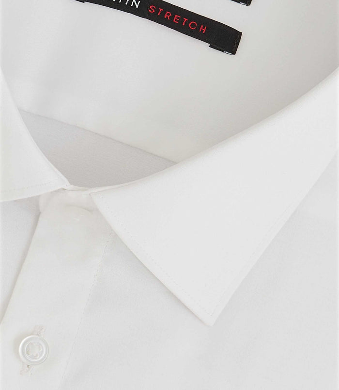 Izac Chemise En Satin Stretch Blanche SASTRETCHBASIC