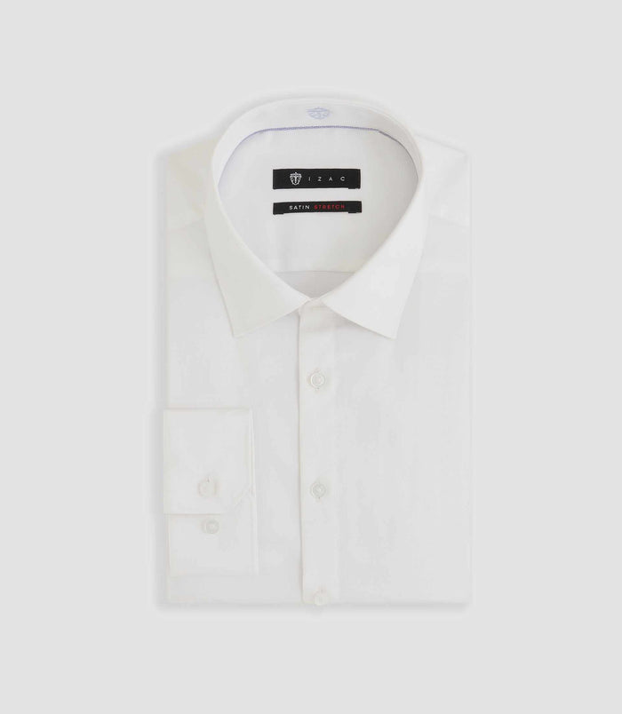 izac Chemise en satin stretch blanche SASTRETCHBASIC