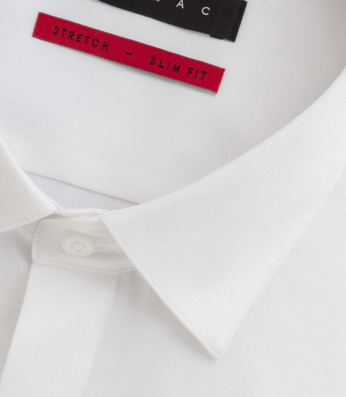 Izac Chemise En Satin Stretch Blanche "Sastretchmixte"