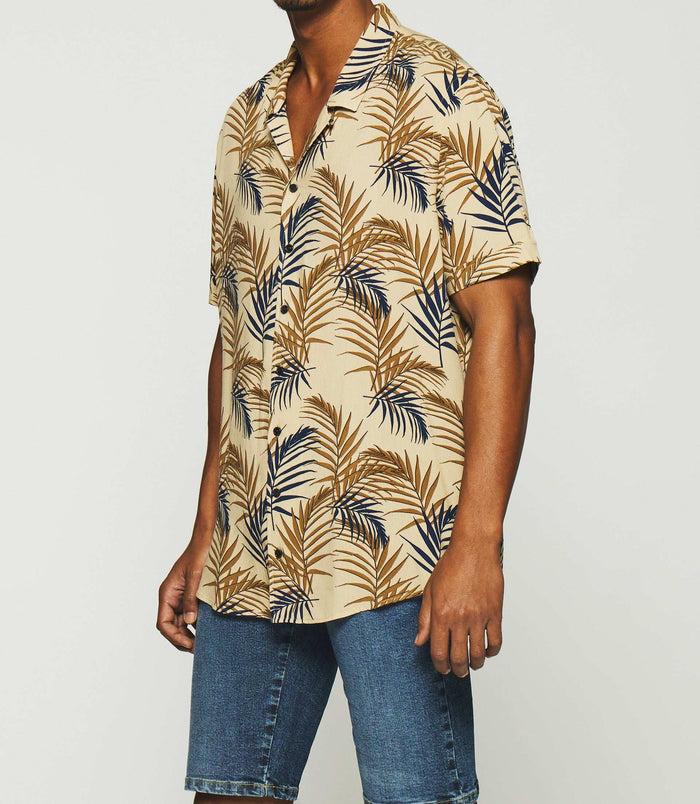 Izac Chemise Imprimée à Manches Courtes Camel Et Marine KARL