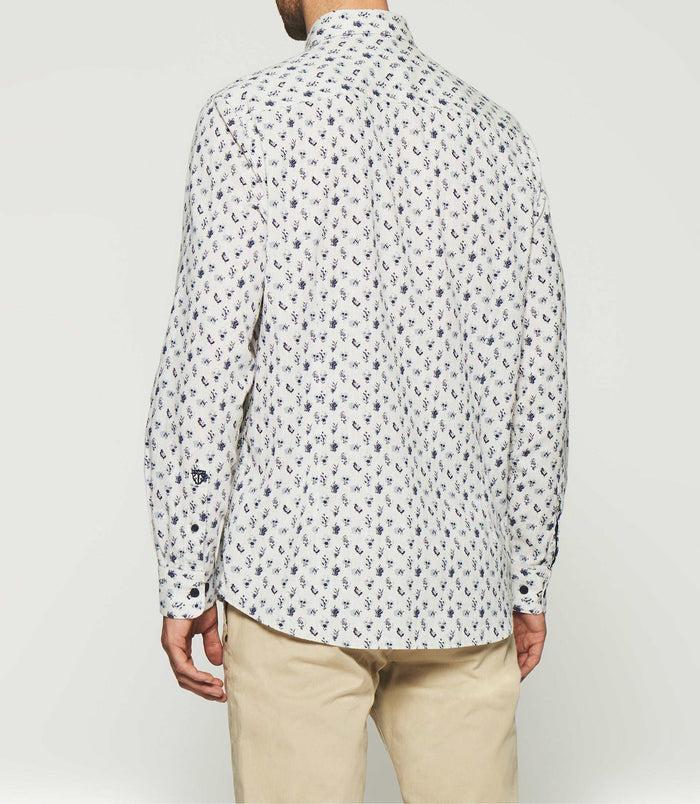 Izac Chemise Imprimée Floral Beige Et Marine KAMERON