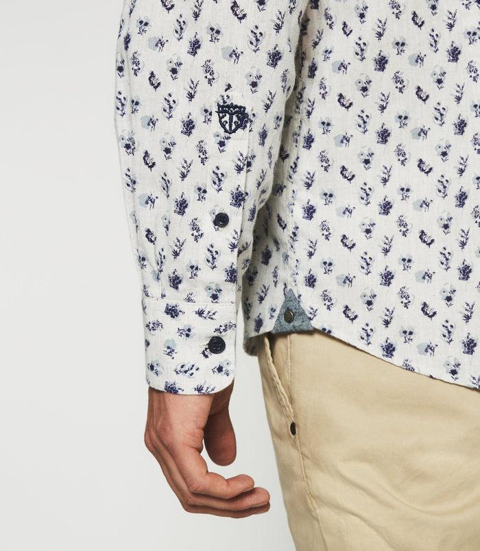 Izac Chemise Imprimée Floral Beige Et Marine KAMERON