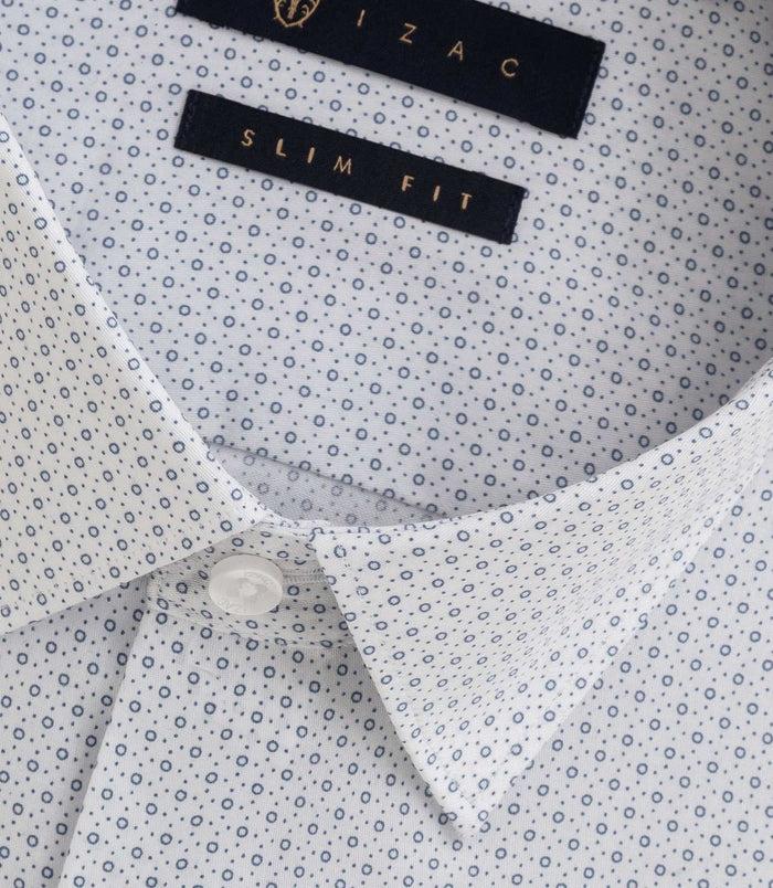 Izac Chemise Imprimée Micro Motif Blanche "Bonniface"