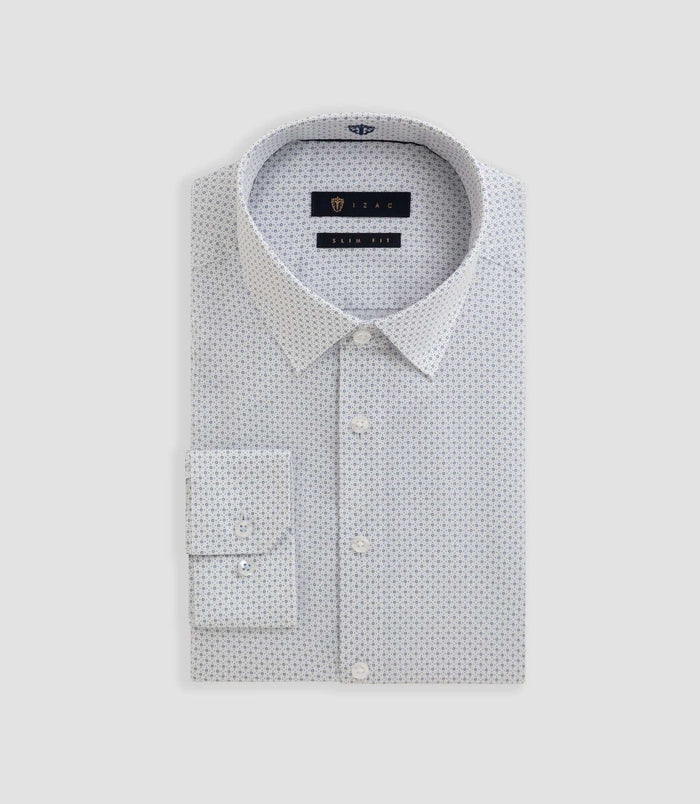izac Chemise imprimée micro motif blanche "Bonniface"
